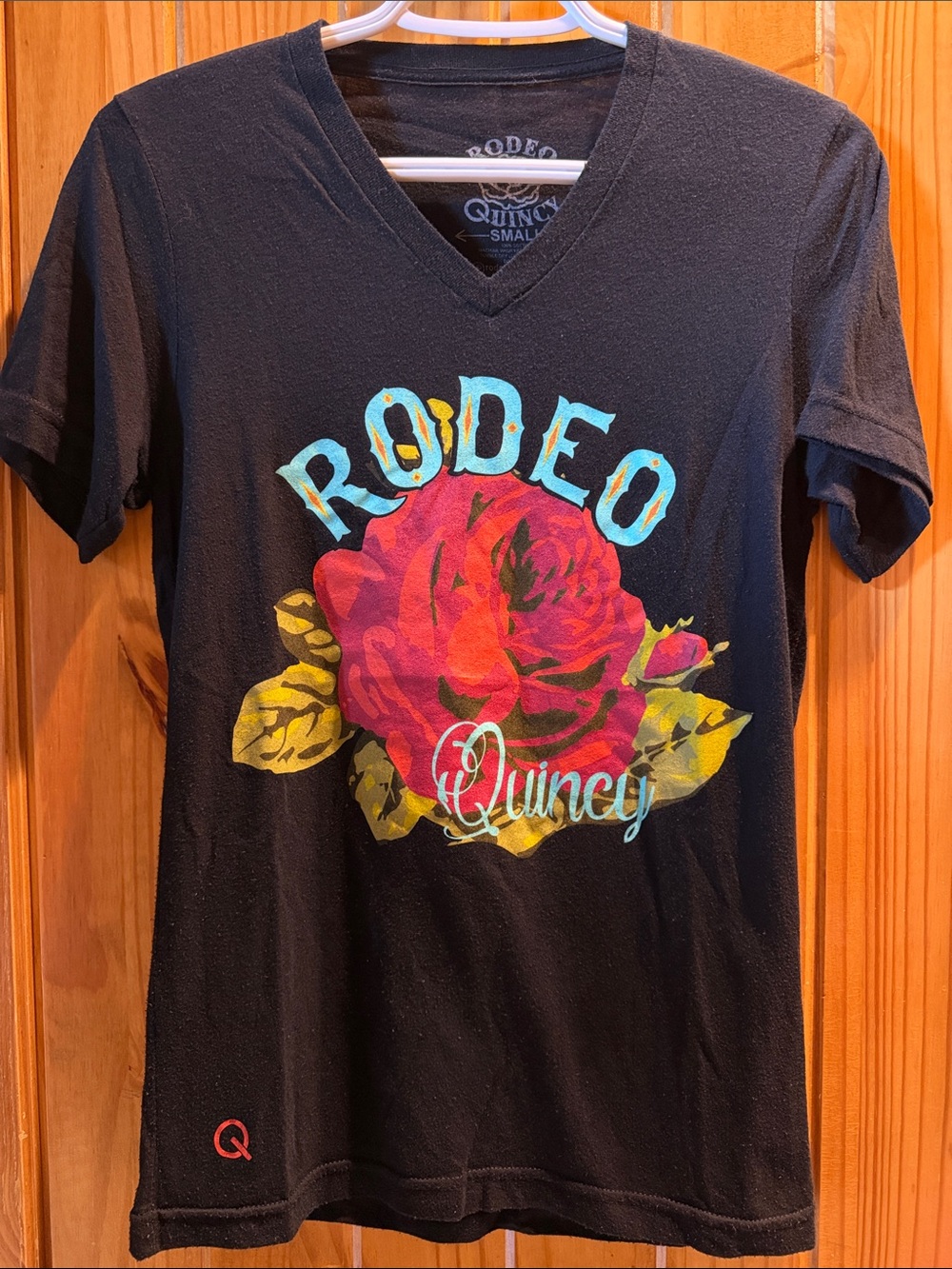 Rodeo Quincy V-Neck Tee with Floral Graphic: Shyanne Crop Tee with Americana